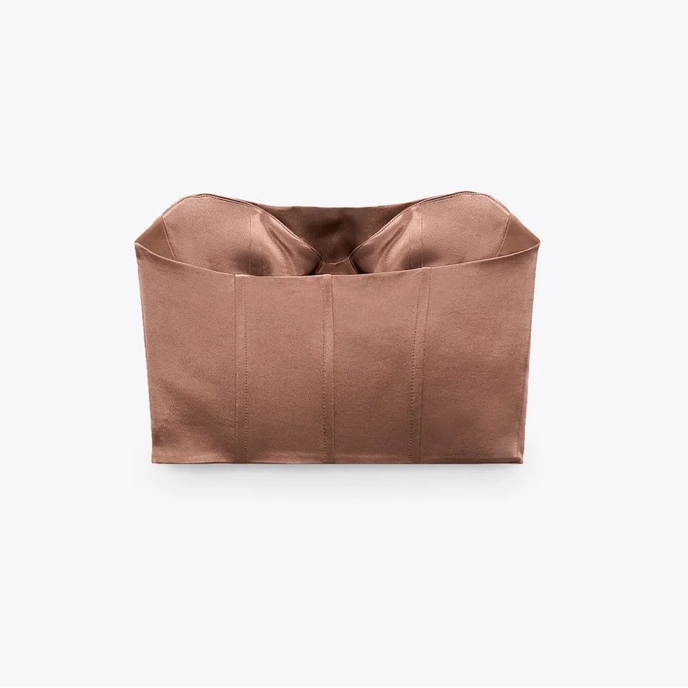Zara Satin Mauve Crop Top